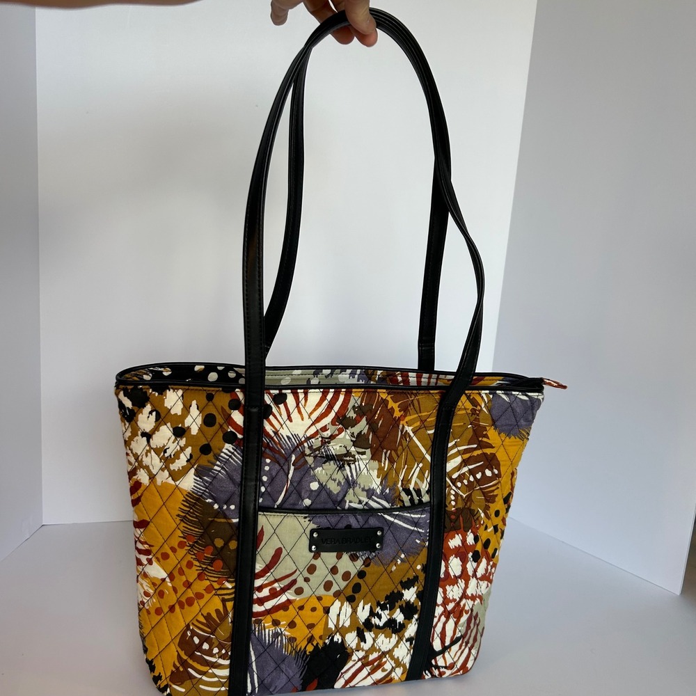 Vera Bradley Painted Feather RETIRED Tote‎ Quilted Fabric Large Travel Carryall